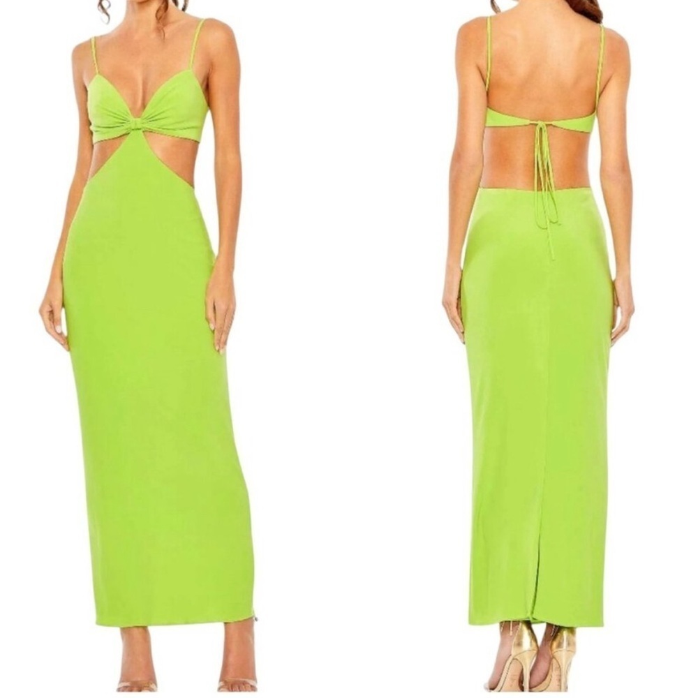 Mac Duggal 27110 Cutout Sage Green Maxi Dress Size 2 NWT